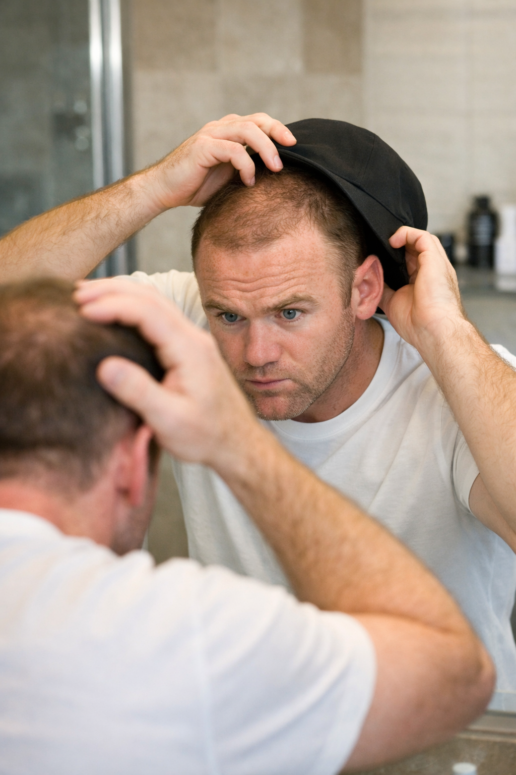 Aynaya bakınca saçlarını gizleme ihtiyacı